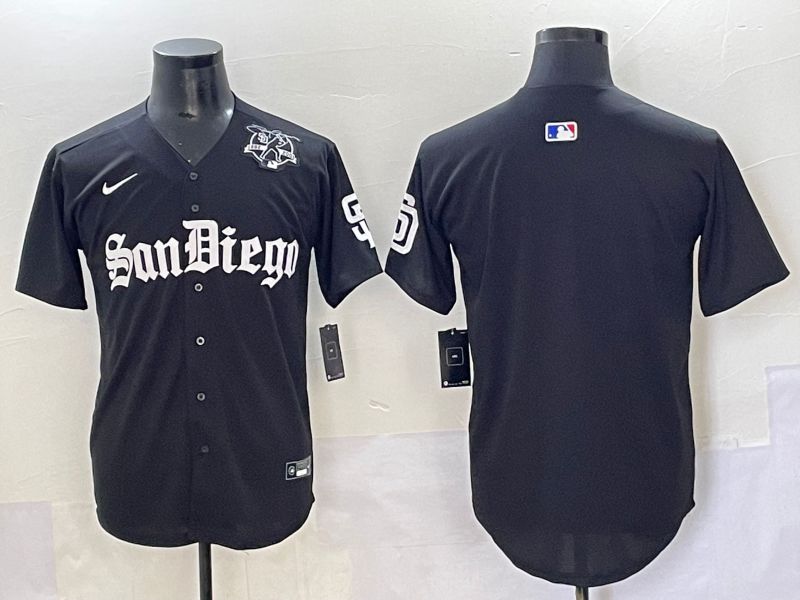 Men 2025 San Diego Padres Blank Black Five generations Joint Name Nike MLB Jersey style 3